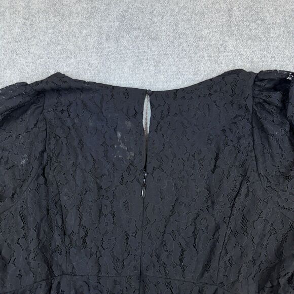 New Torrid Peplum Lace Puff Sleeve Top Size 4 Black Blouse Long Sleeve Plus - Picture 15 of 16